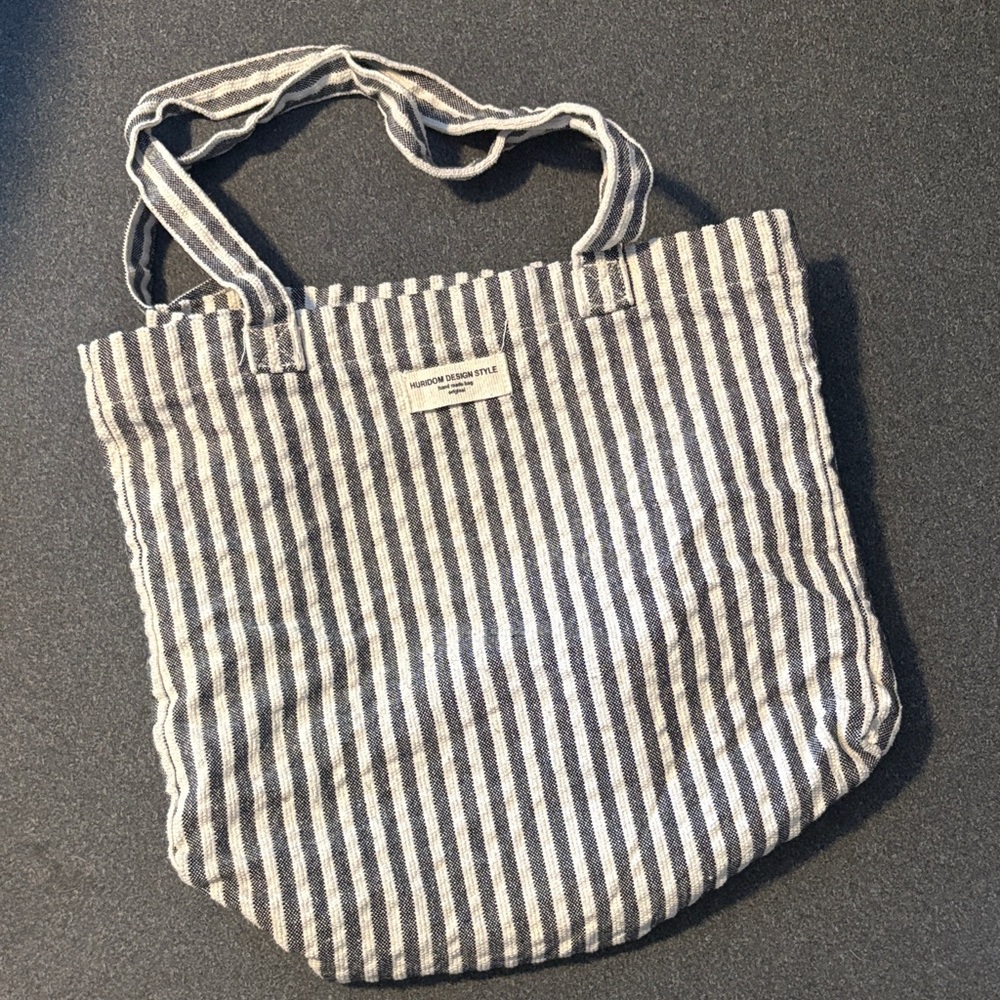Muji Black and White Striped Tote